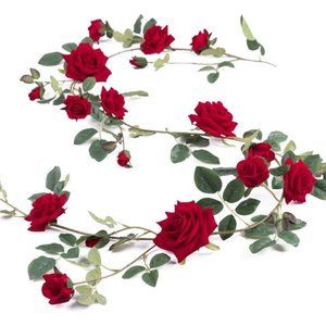 Rose Vine Artificial Flower Garland Fake Hanging Rose Ivy Plants 6ft for Wedding